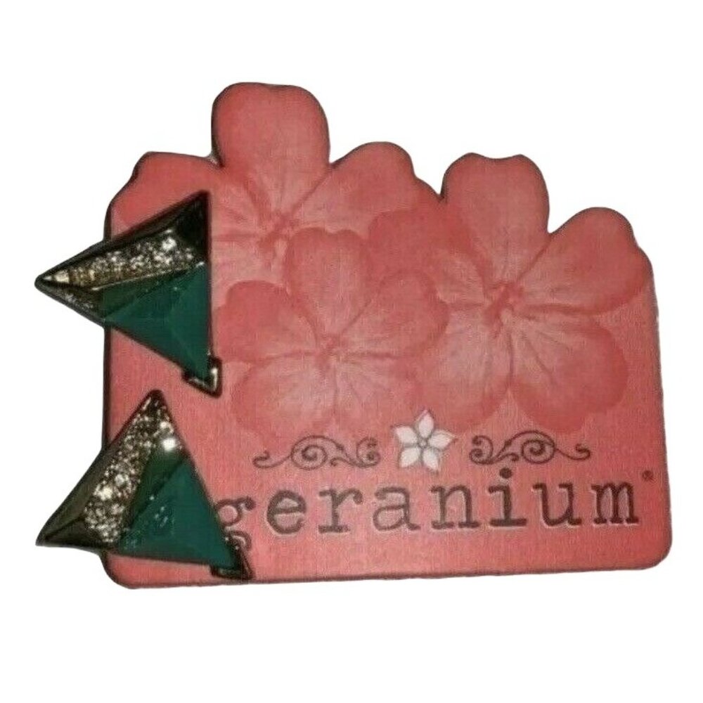 Geranium Earrings Studs Green Gold Rhinestones Triangle Pyramid